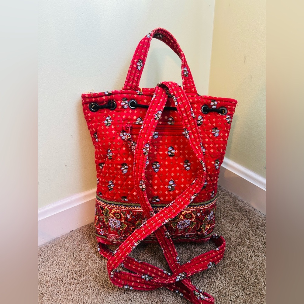 Vintage Vera Bradley Provincial Red Backpack - Picture 2 of 6